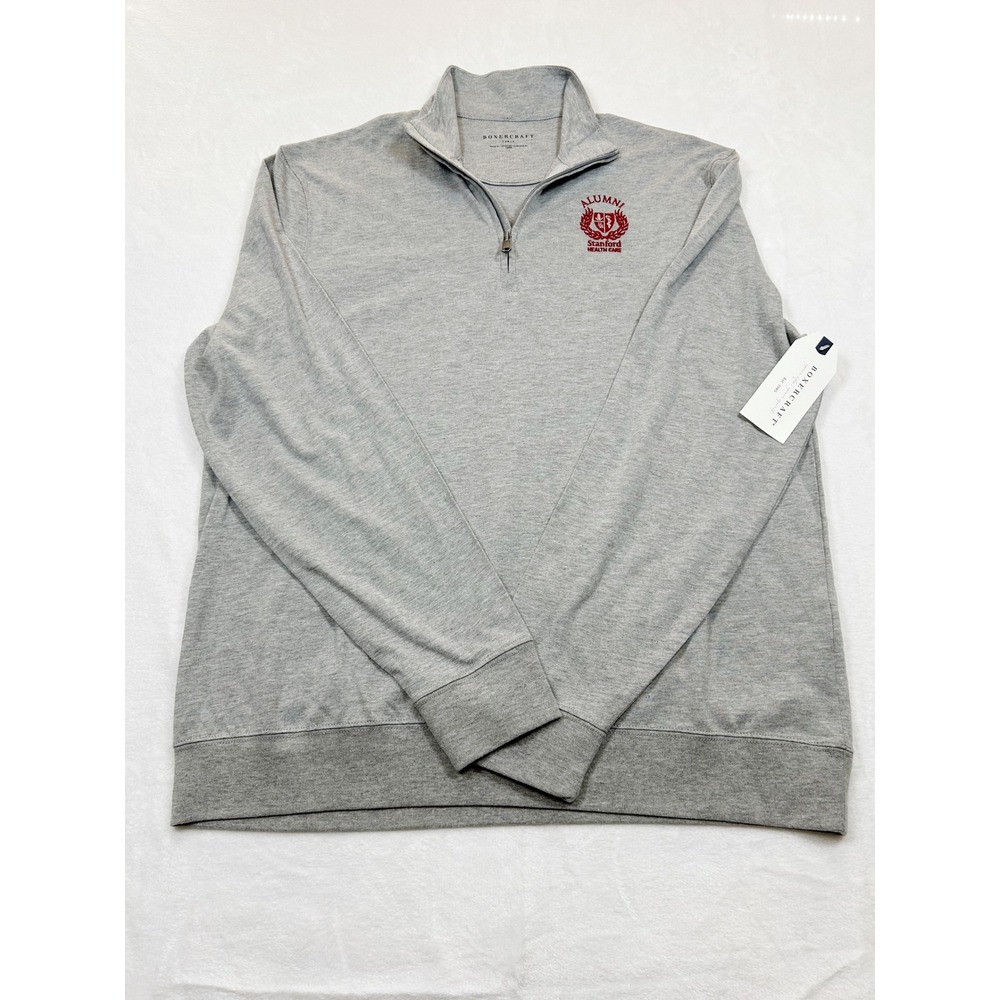 Boxercraft Stanford Health Care Alumni Quarter Zip Pullover Gray Mens Large NWT